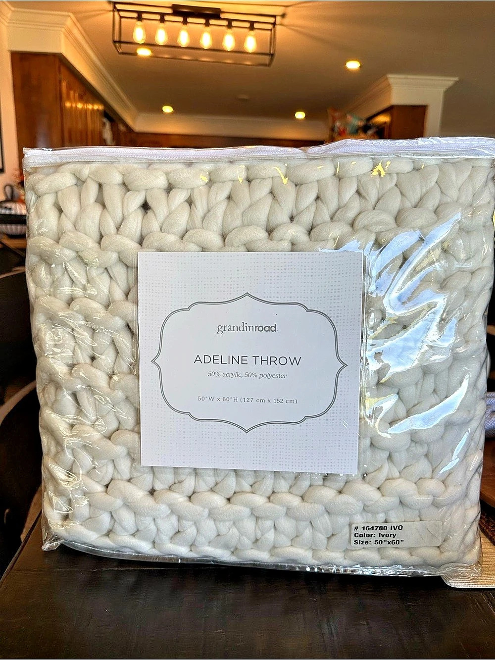 Grandinroad Adeline Throw Chunky Knit Throw in Cream NWT